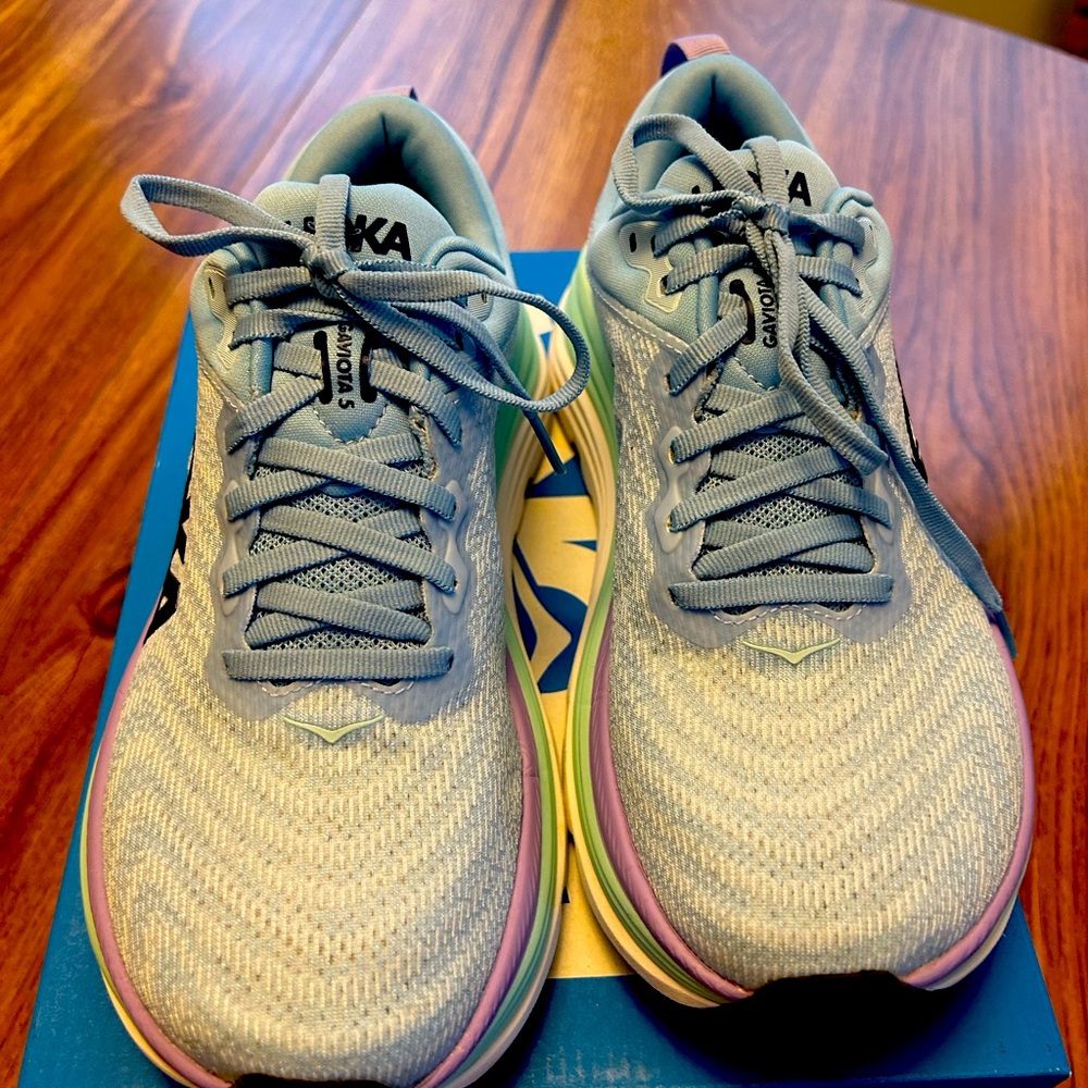 HOKA Gaviota 5 Athlete/Running sneakers, size 7, AiryBlue/Sunlite Ocean
